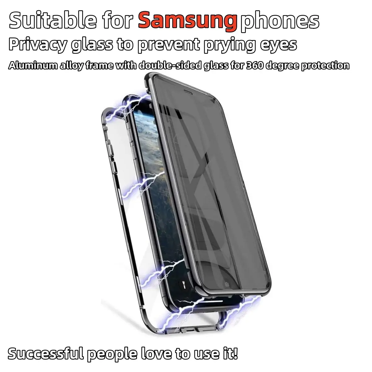 Peep-proof Phone Case Double-sided Glass Metal Magnetic Sets