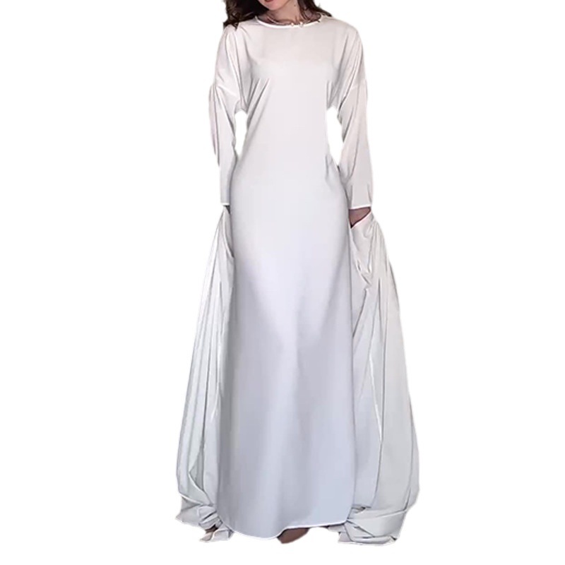Waist-tight Robe Round-neck High Waist Dress