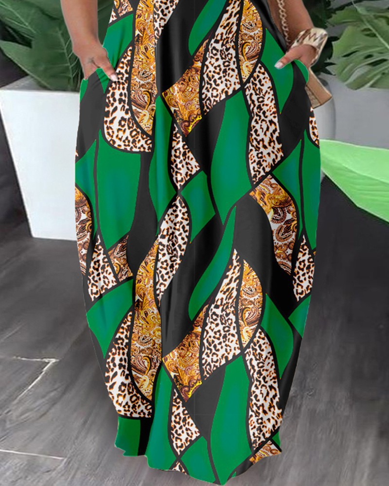 Women's Clothing Casual Printed Off-the-shoulder Dress
