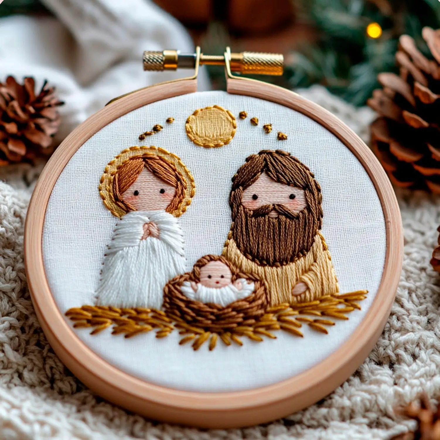 Vintage Embroidery DIY Material Jesus Handmade Cross