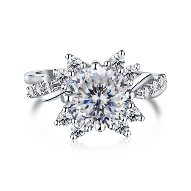 925 Sterling Silver Ring Moissanite 2 Karat Female Ring Shank White Cut - Shop at LoveMi