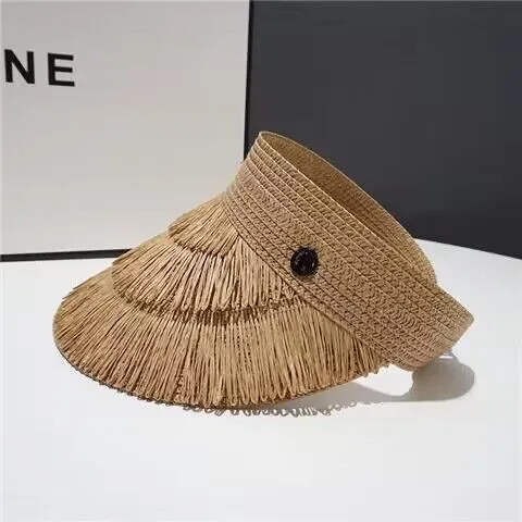Protection By The Sea Outdoor Headband Sun Hat Spring And Summer Wide brimmed Hat Khaki - Shop at LoveMi