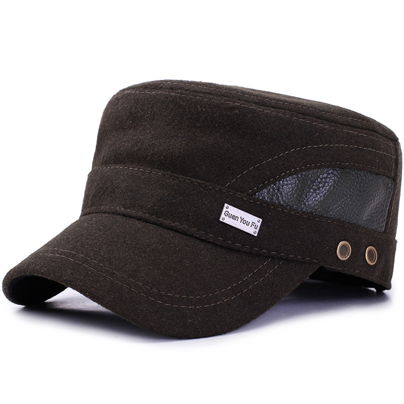 Men's Warm Woolen Flat Top Hat