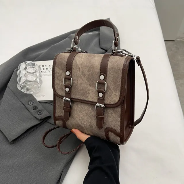 British College Style Backpack Simple Retro School Handbag Brown - Shop at LoveMi