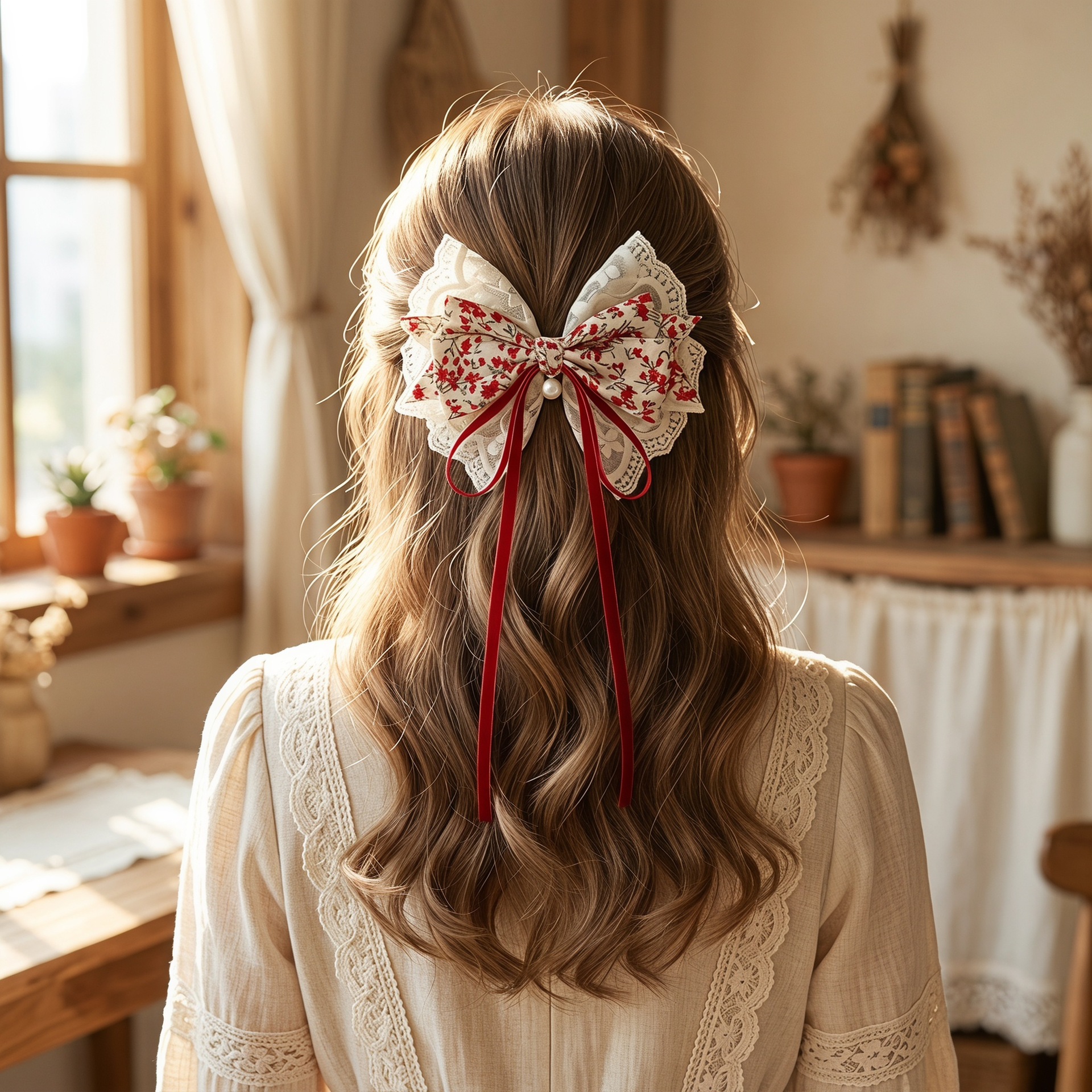 Bow Hair Clip For Girls Princess-Style Fabric