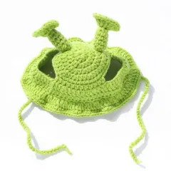 Handmade Knitted Cat Dog Hat Pet Hair Accessories Headgear - Green - View 1