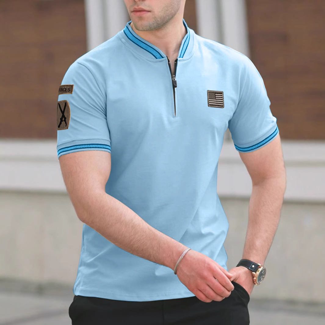 Casual Stand-Up Collar T-Shirt Men's Polo Shirt 4