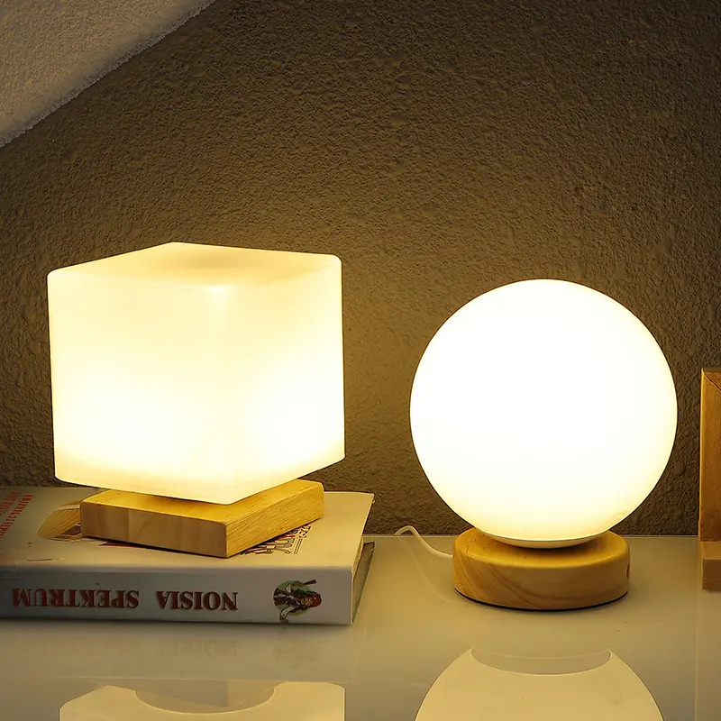 Nordic Solid Wood Decoration USB Table Lamp