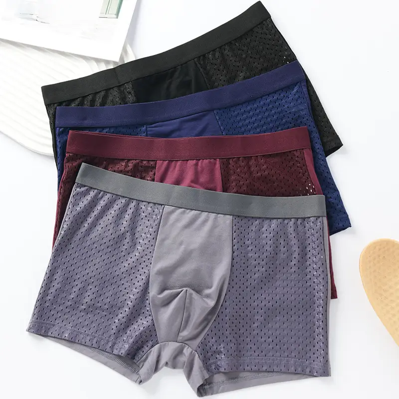 Men's Mesh Seamless Boxer Ice Silk Underwear