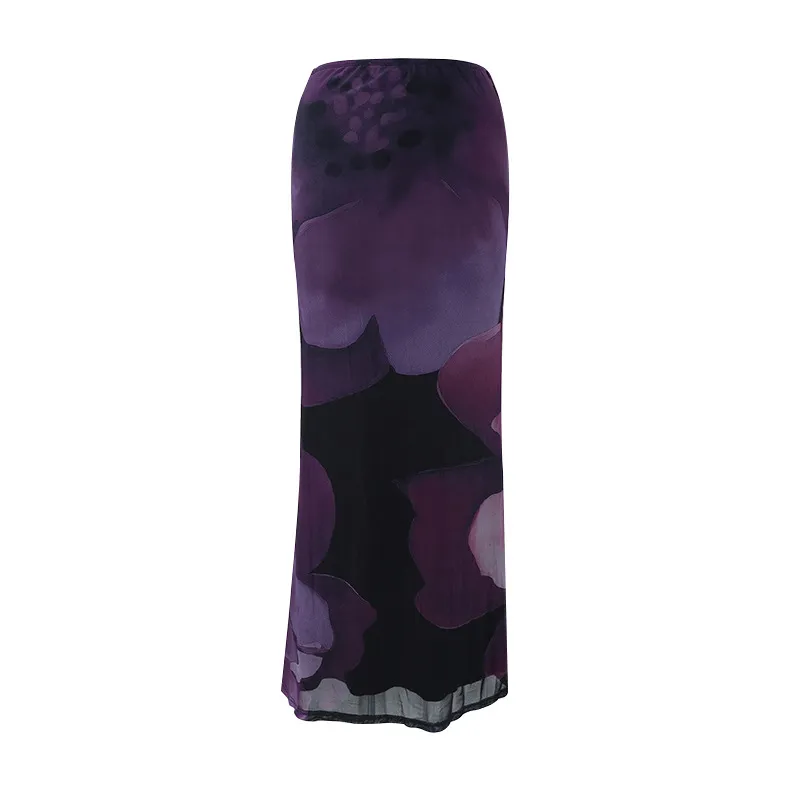 Summer Women's Beach Vacation Double-layer Tie-draped Skirt - Purple