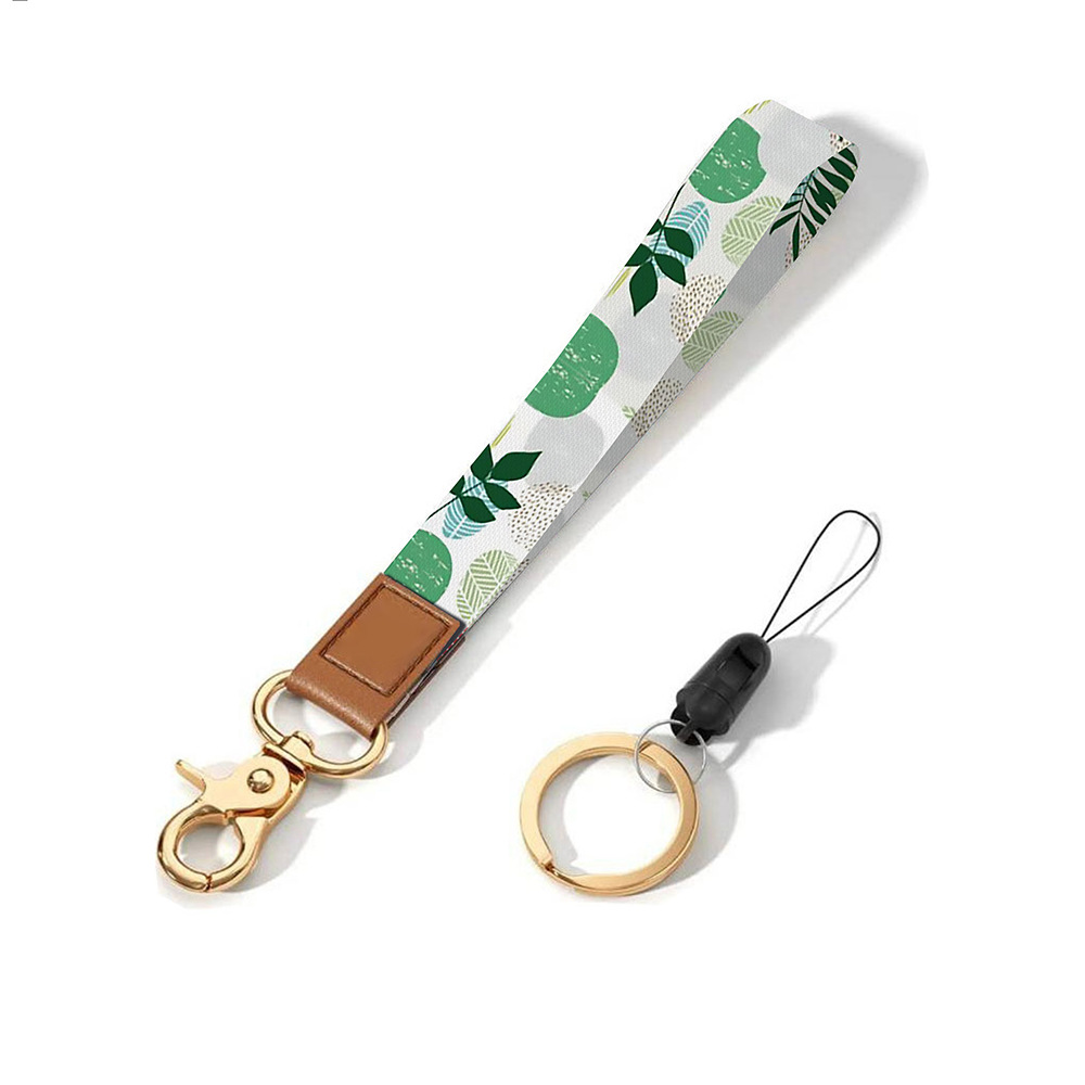 Leather-Polyester Wrist-Neck Dual-Use Keychain Lanyard