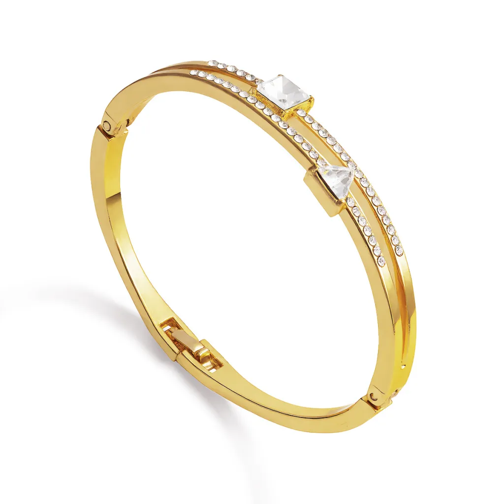 European And American Geometric Square Diamond Bracelet - Kc Gold