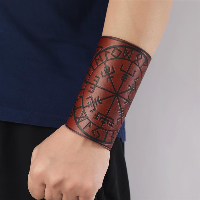 Title 7, Leather Arm Guard Retro Nordic Viking Totem Pun...