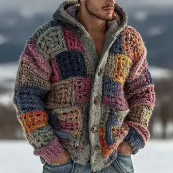 FallWinter European And American-Style Fleece Hooded Long-Sleeve Zip-Up Jacket