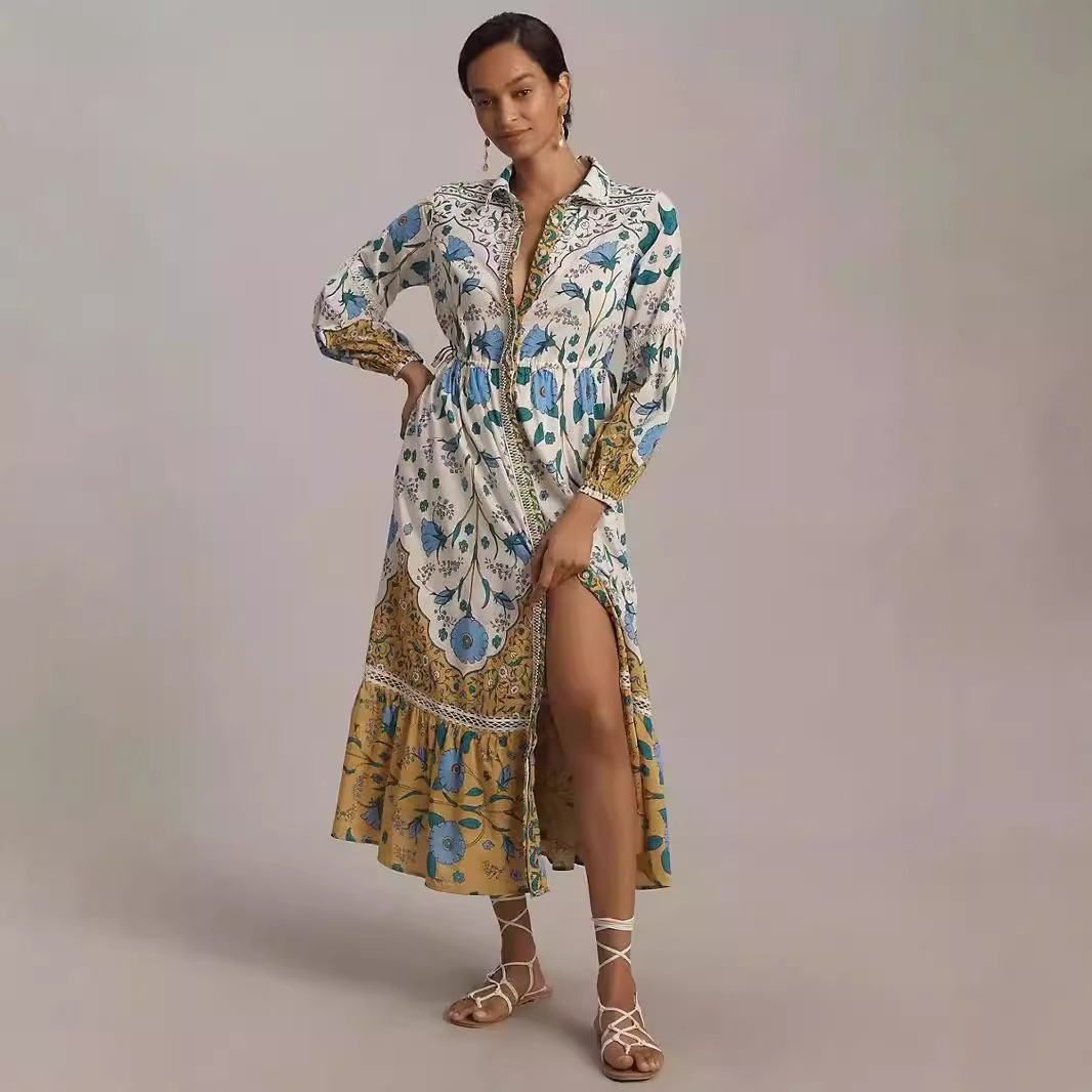 Floral Print Long-Sleeved Shirt Dress, picture 8 of 8