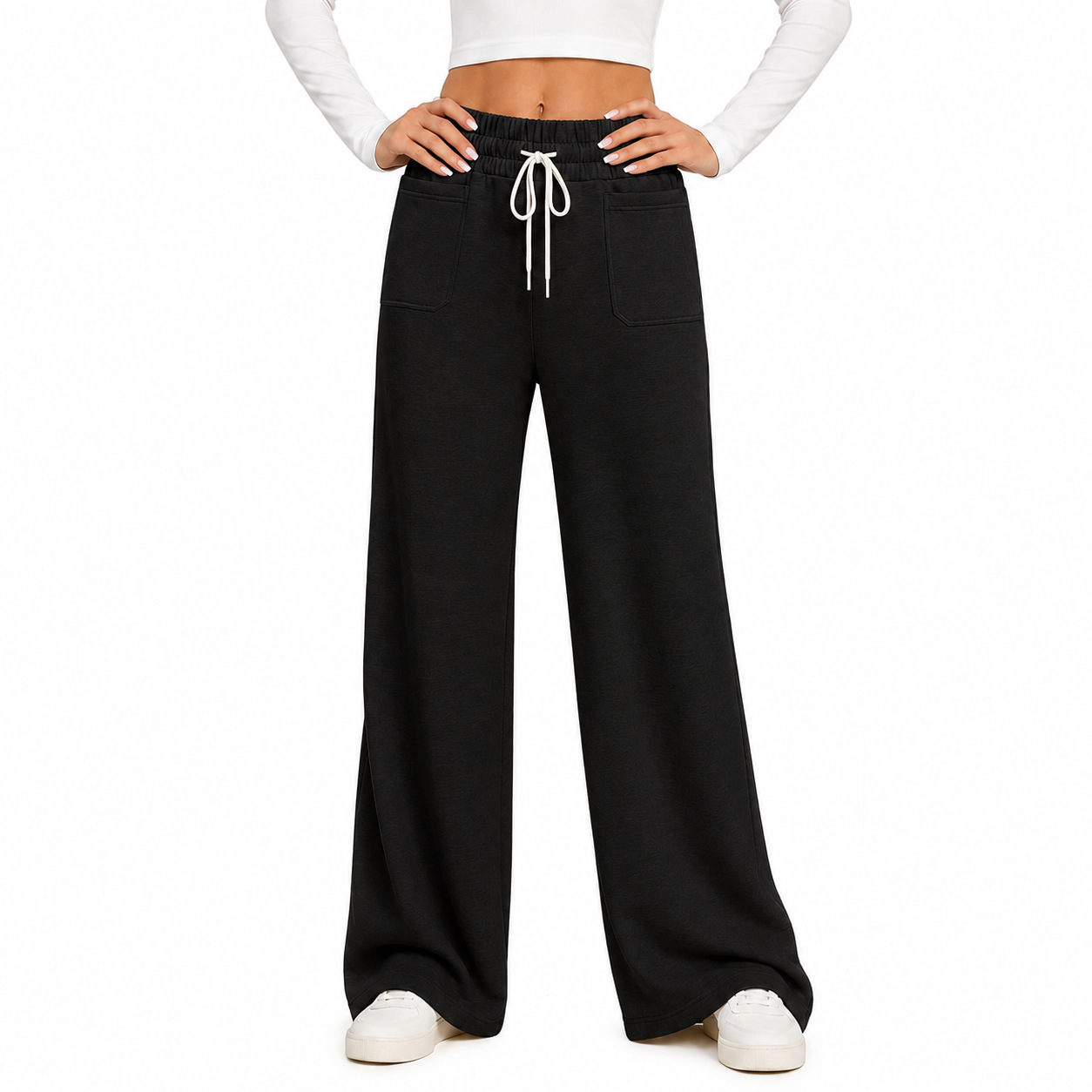 Wide-leg Pants Womens Loose Straight-leg Casual Trousers