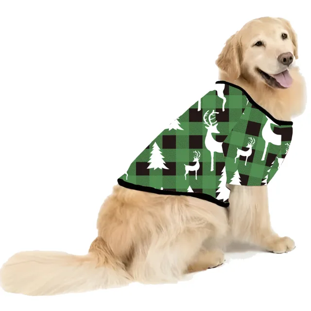 Parent child Leisure Wear Set Plaid Stitching Printing Christmas Pet Clothing L - Shop at LoveMi