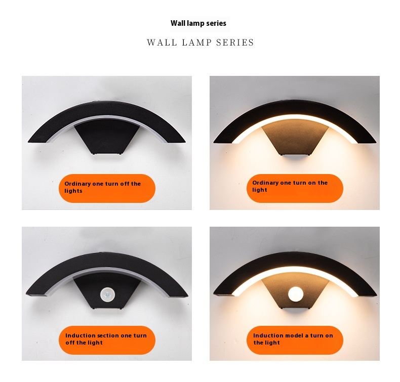 Wall Lamp Lawn Waterproof Balcony Human Body Induction Modern Minimalist Garden Villa Aisle Outdoor