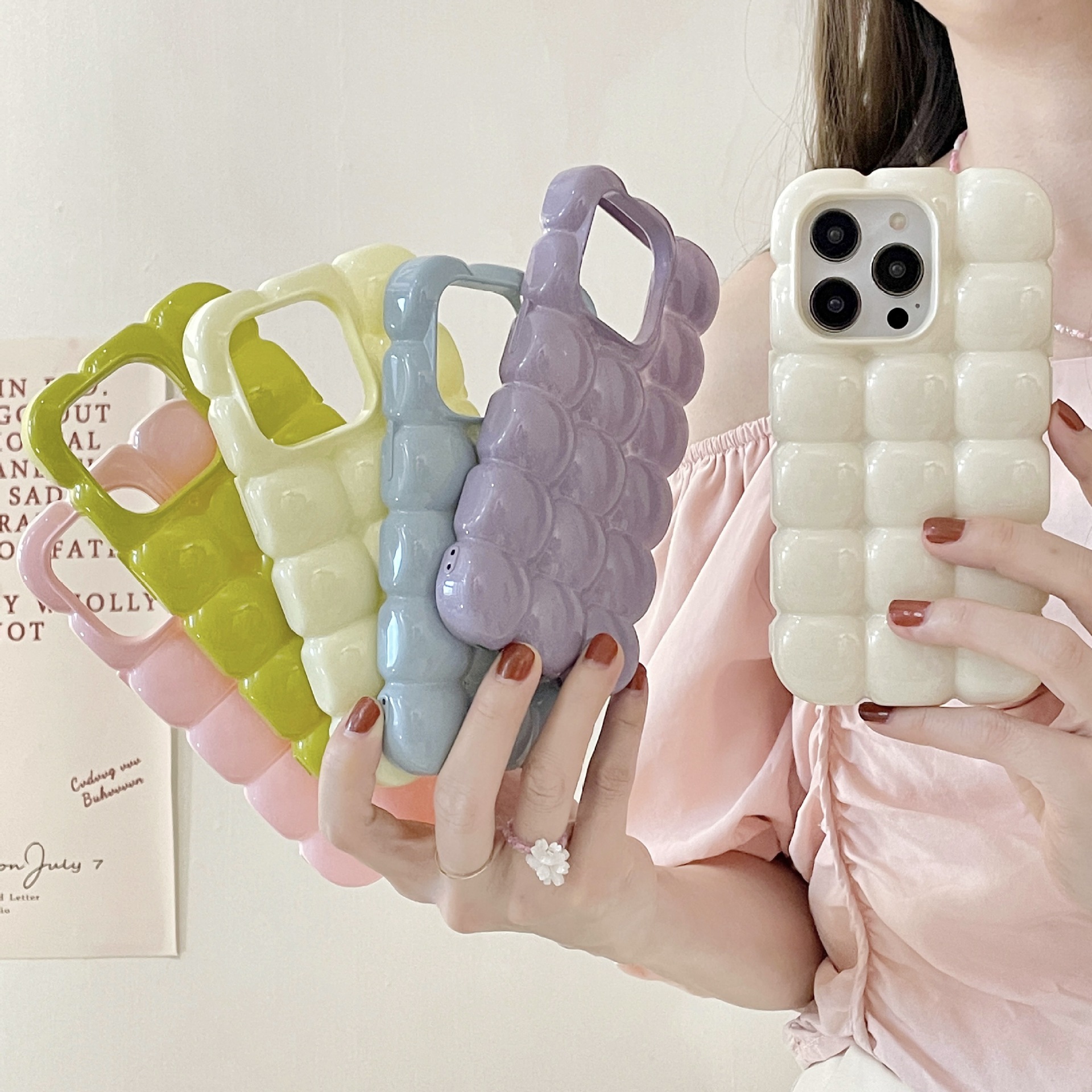 Solid Color Macarons Egg Waffle Phone Case - Image 4
