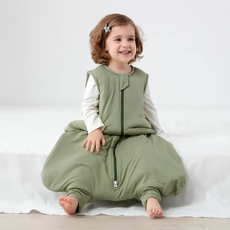 Warm Quilted Childrens Anti-kick Blanket Moisture-wicking Sleeveless Split-leg Sleeping Bag