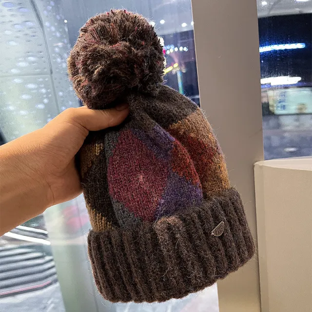 Autumn And Winter New Fashion Colorblock Pullover Wool Knit Hat Coffee - Shop at LoveMi
