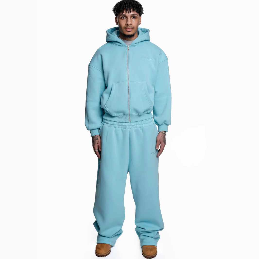 طقم أزياء شارع جديد بطبعة مودرن - سترة مريحة وبنطلون مستقيم واسع