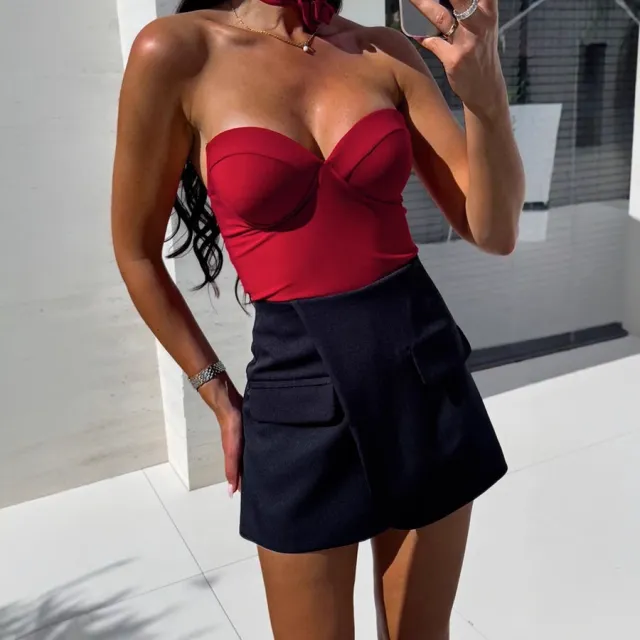 Sexy Fashion Chest wrapped Solid Color Bodybuilding Jumpsuits Briefs Red - Shop at LoveMi