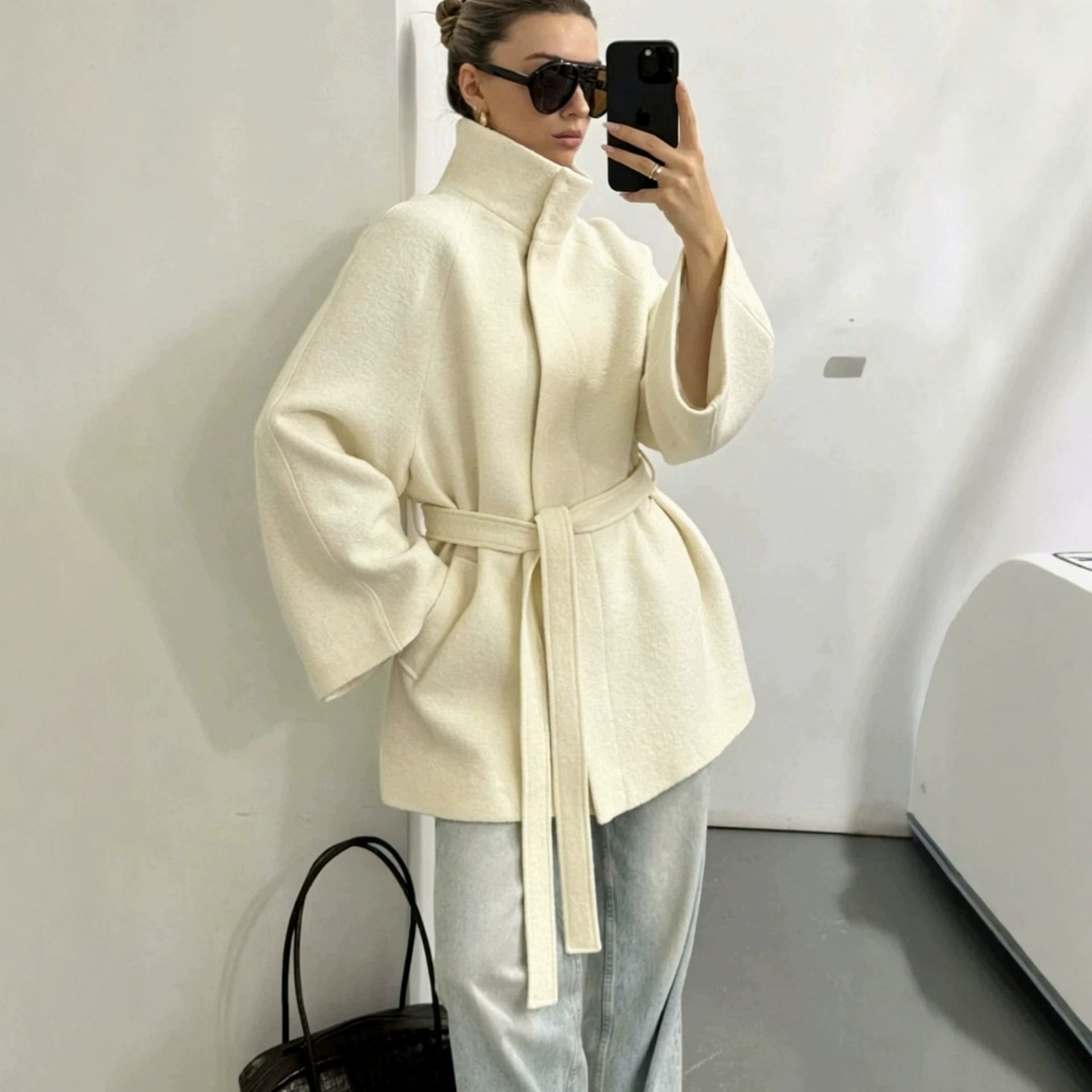 European And American Light-luxury Minimalist Double-faced Coat
