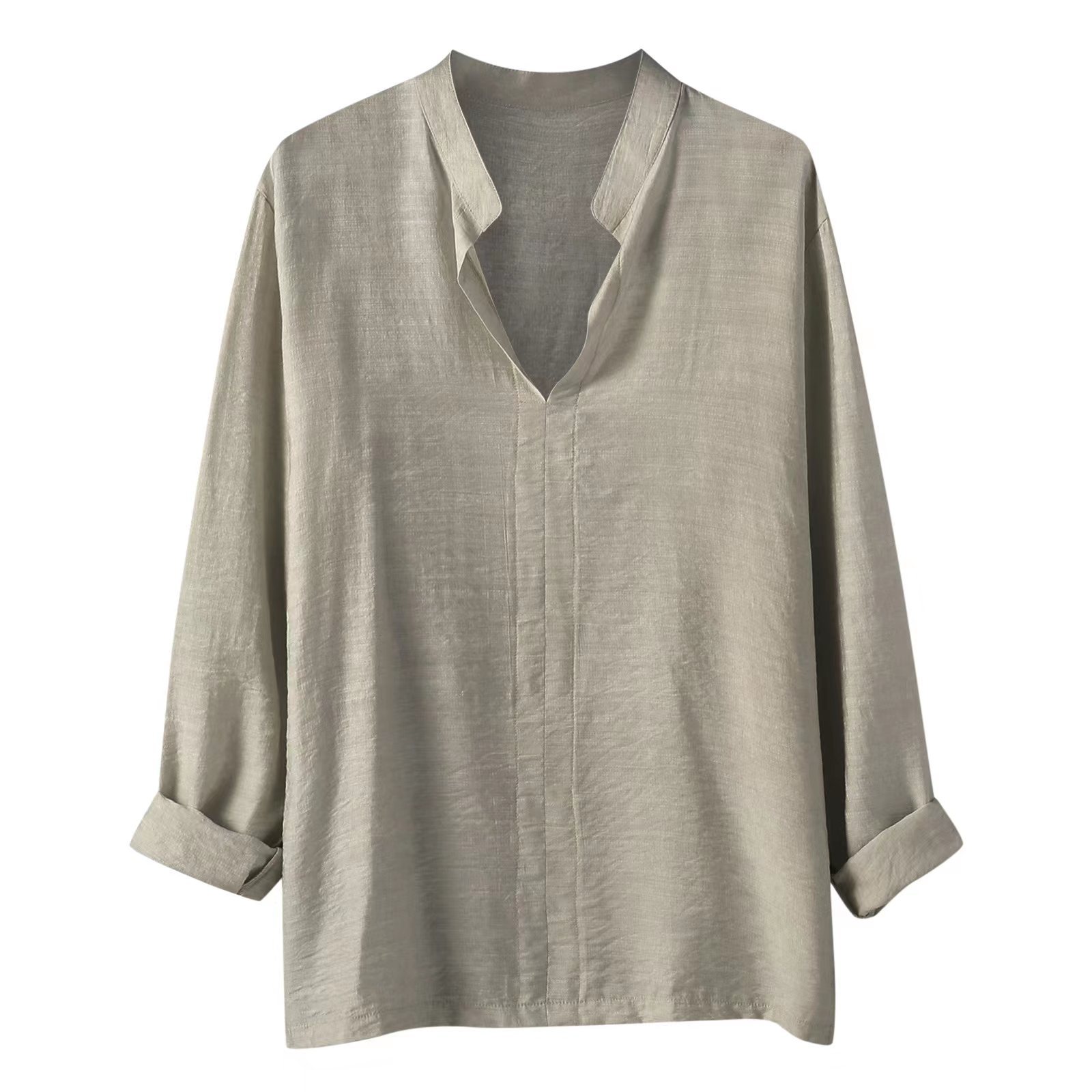 Autumn Men's Cotton And Linen Loose Long-sleeved Shirt