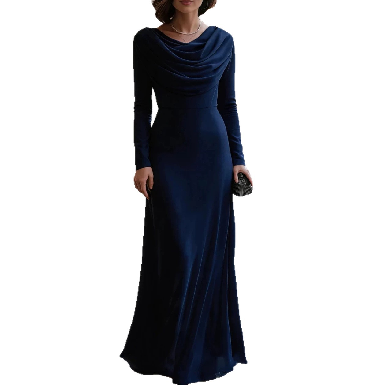 Halter Neck Long Sleeve Maxi Dress