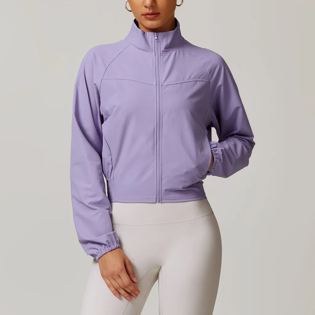European And American Quick-drying Stand Collar Sports Jacket For Women - Purple