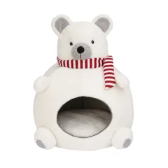 Closed Winter Warm Four Seasons Universal Internet Celebrity Snow Bear Cat Nest Pet Supplies - Bear Sponge Nest White - View 1
