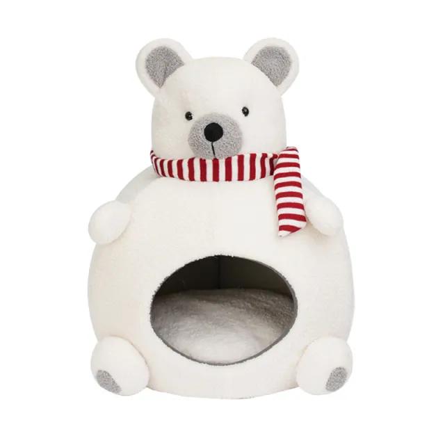 Closed Winter Warm Four Seasons Universal Internet Celebrity Snow Bear Cat Nest Pet Supplies Bear Sponge Nest White - Shop at LoveMi