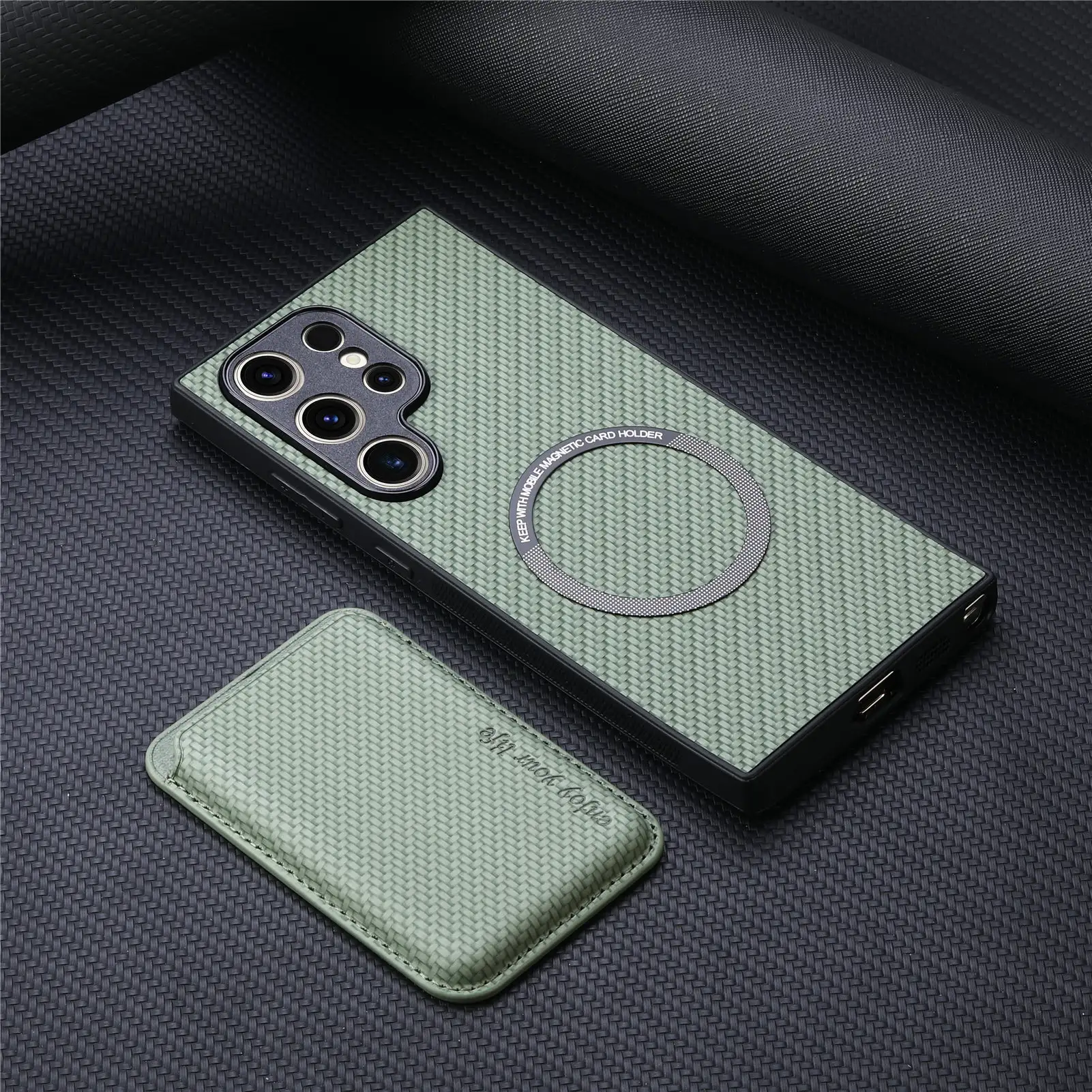 Suction Magsafe Two-in-one Card Holder Leather Phone Case