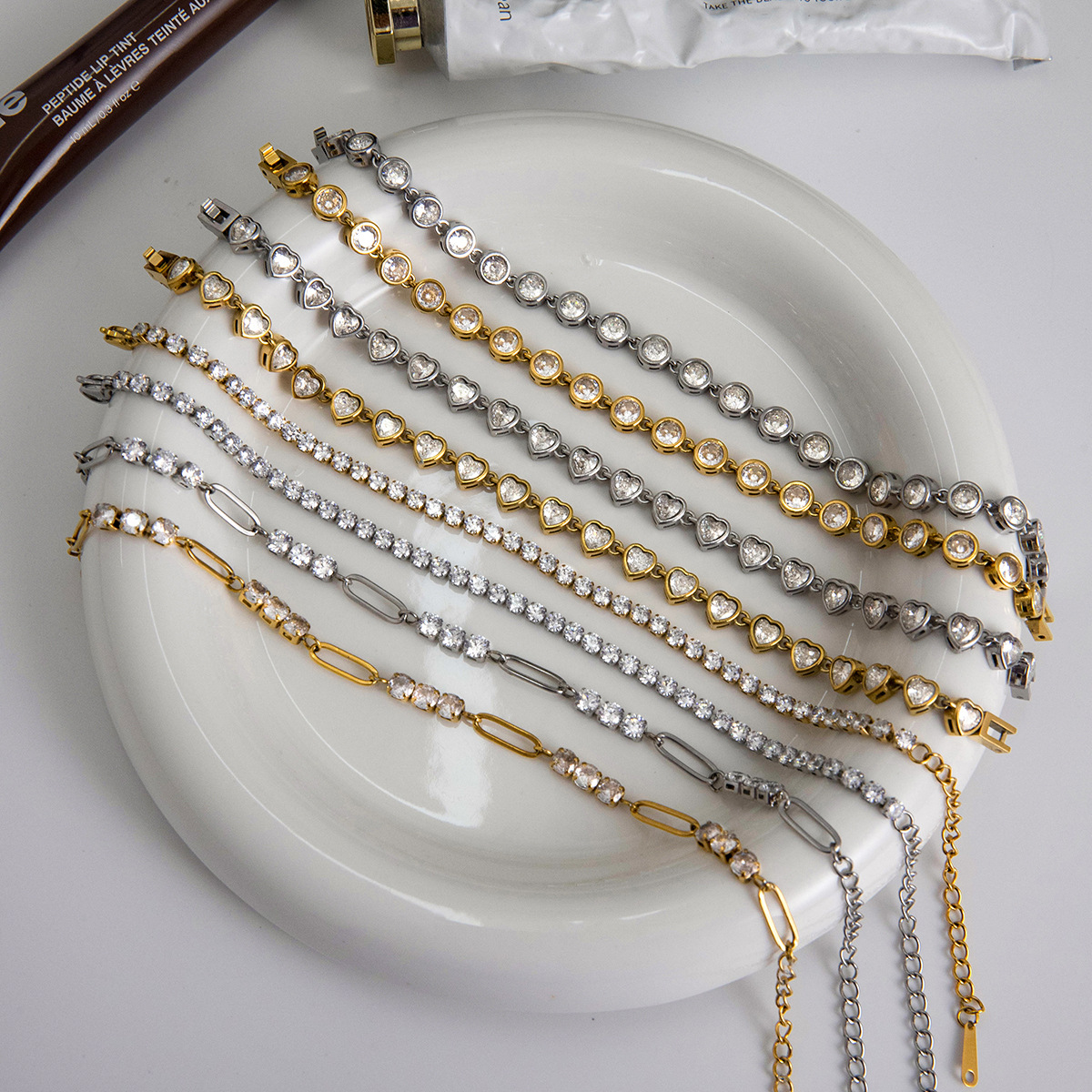 Stainless Steel Zircon Bracelet With A Light-luxury, High-end Feel