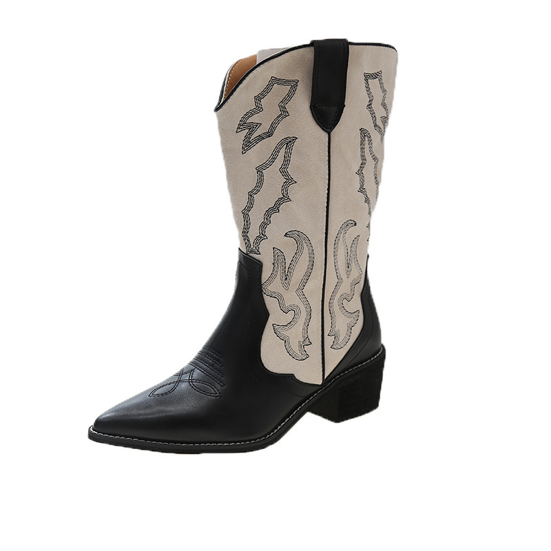 Embroidered Mid-Calf Boots, picture 2 of 3