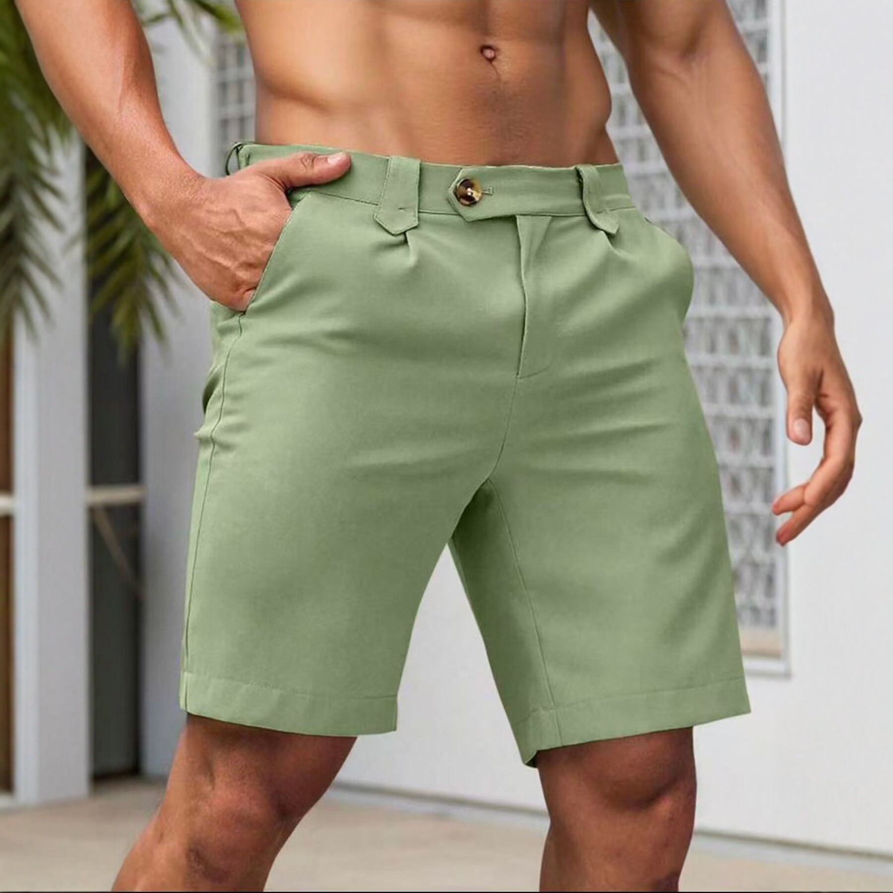 Business-Casual Slim-Fit Straight-Leg Shorts For Men 7
