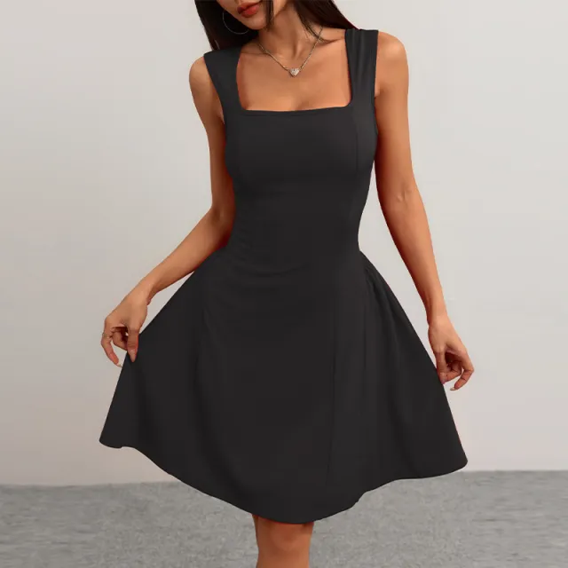 Slim Fit Dress Backless Sleeveless Vest Suspender Skirt Black - Shop at LoveMi