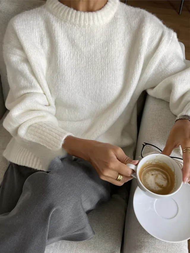 Loose And Lazy Style Wool Loose Knitted Sweater Beige - Shop at LoveMi