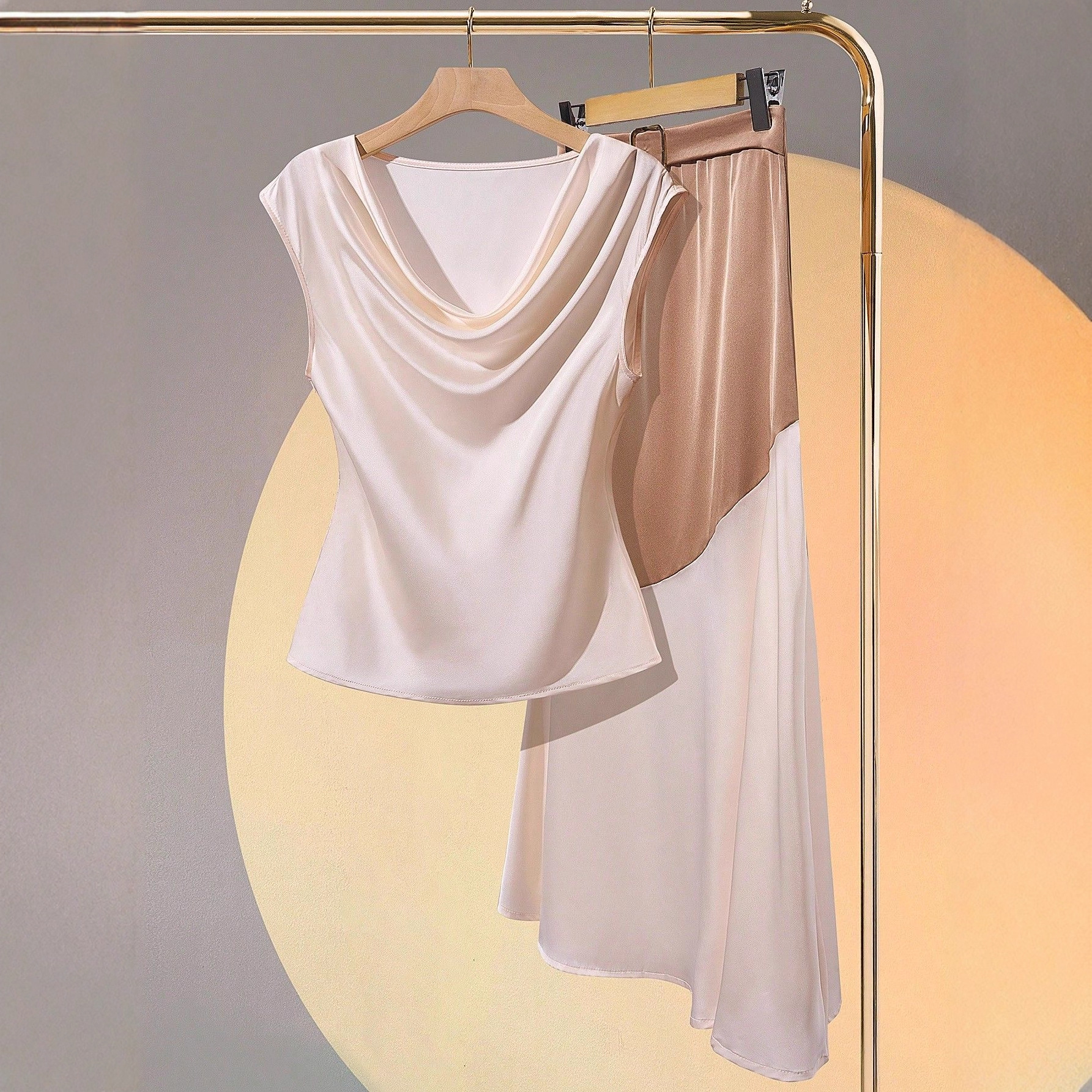 Elegant Sleeveless Top And Skirt Set