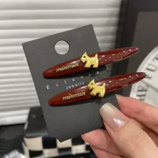 A Pair Of Autumn And Winter Ankela Red Cute Puppy Clips