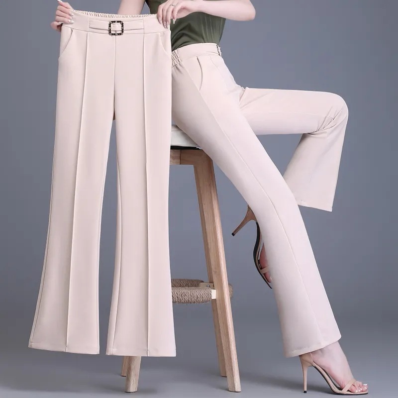 Flared Black Casual Suit Pants For Women