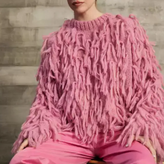 Women's Loose fitting Tassel Fashion Casual Top Sweater Pink - Shop at LoveMi
