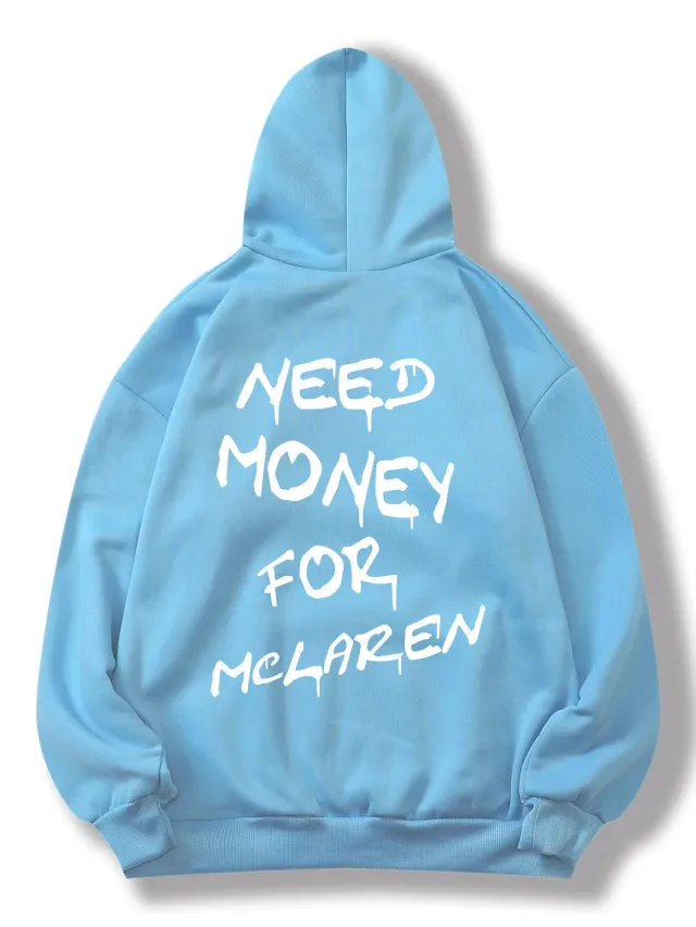 Thick Plain Letter Print Sweatshirt Blue - Shop at LoveMi