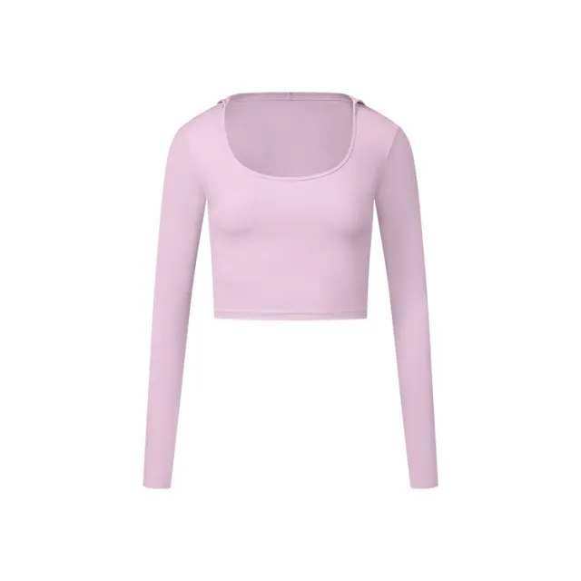 Autumn New Long Sleeve Nude Feel Fabric Sports Top Pink Peony - Shop at LoveMi