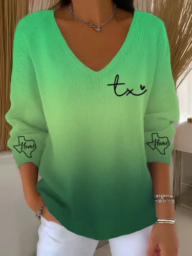 Womens Ribbed V neck Three quarter sleeve Loose fit T shirt Blg638906Grn Xl - Shop at LoveMi