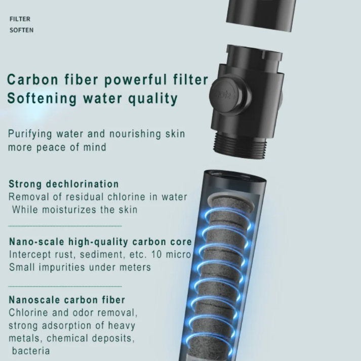 Black Five-gear Shower Nozzle Pressure Shower Suit Bath Lotus Seedpod