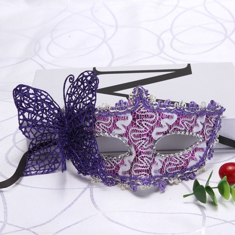 Dragon Pattern Leather Cloth Wrapper Surrounding Border Plus Butterfly Princess Mask Makeup Dance Purple - Shop at LoveMi