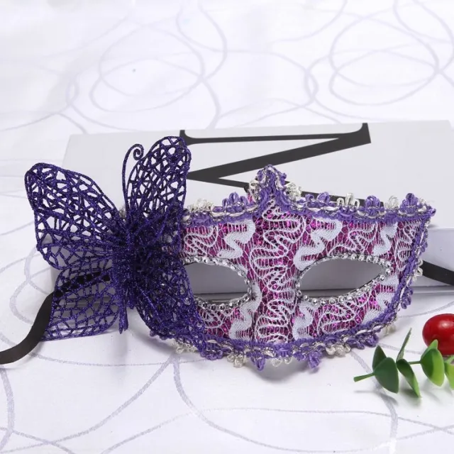 Dragon Pattern Leather Cloth Wrapper Surrounding Border Plus Butterfly Princess Mask Makeup Dance Purple - Shop at LoveMi