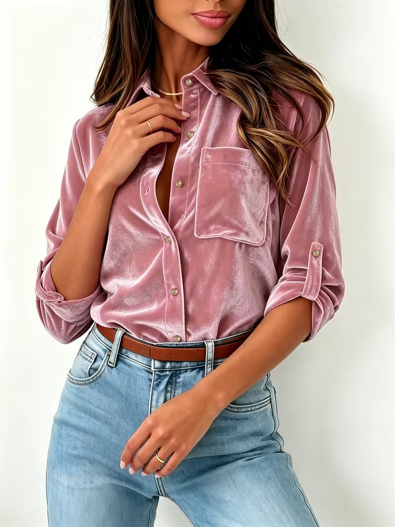 Elegant Long-sleeve Velvet Blouse For Women 542e5ad1 C3c0 4724 8bac 7f68af1e60c3